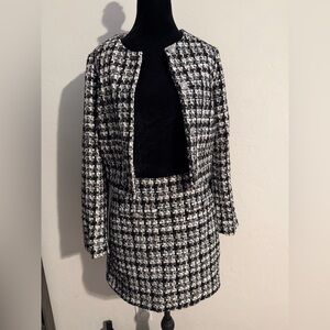 H&M Monochrome Tweed Jacket&Skirt set